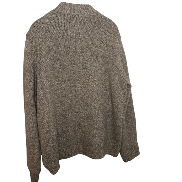 Vintage LL Bean Zip Up Sweater lambswool lining 2XL Heavy Taupe Grey Sweater - Picture 2 of 10